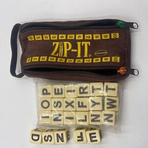 Vintage Zip It Game Travel Zipper Pouch and Letter Tiles Word Game
